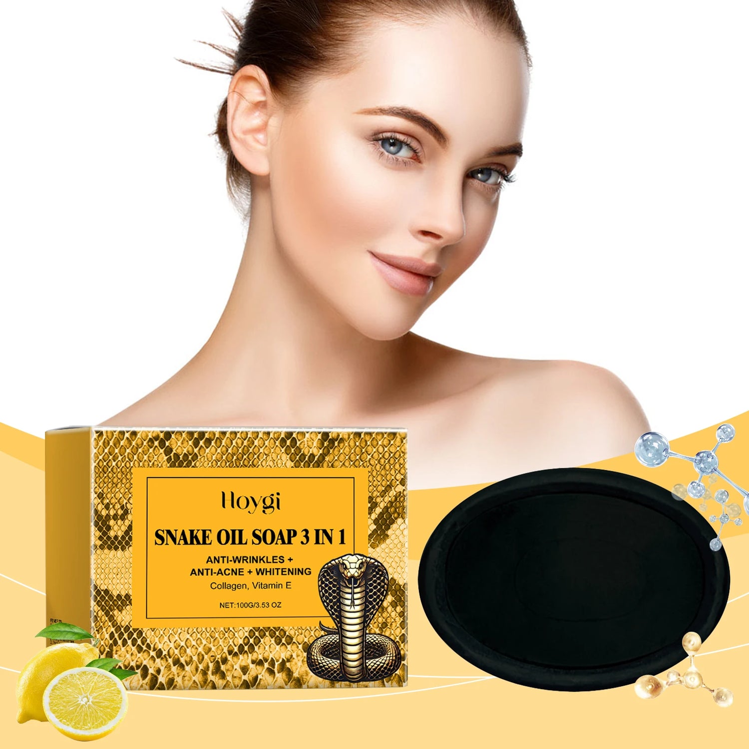 Hoygi Snake Oil Cleansing Soap Gently Cleanses Facial Skin, Leaving It Soft, Smooth, Refreshing, and Oil Controlling 100g