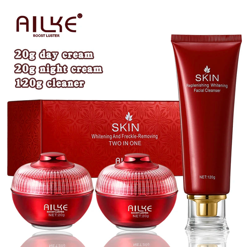 AILKE Brightening Day & Night Face Cream, Anti-Wrinkles, Moisturizing, Lightening, Stains Remove Facial Skin Care Cosmetics