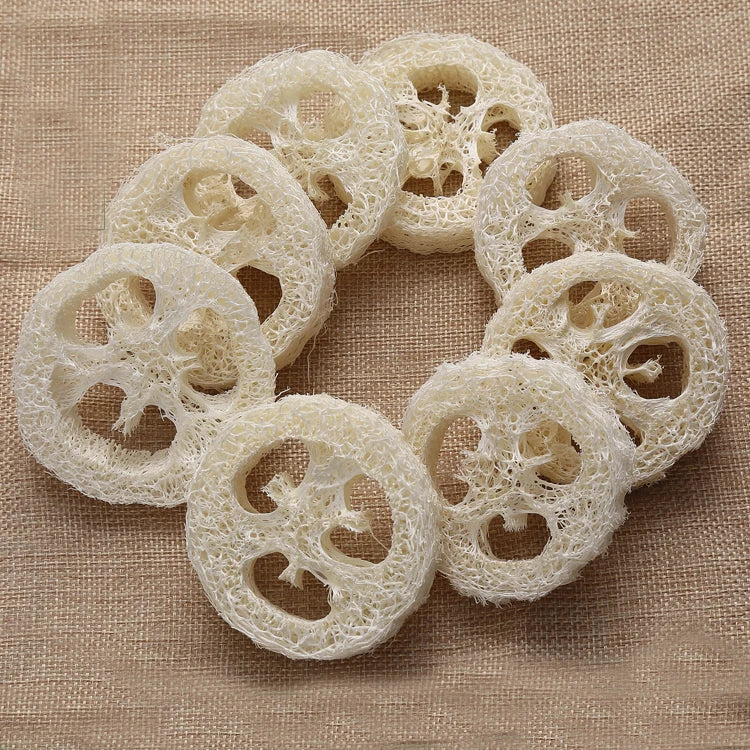 100pcs Natural Loofah Luffa Loofa Slices Handmade Loofah Soap Box Tray Tools Cleanner Sponge Facial Soap Holder