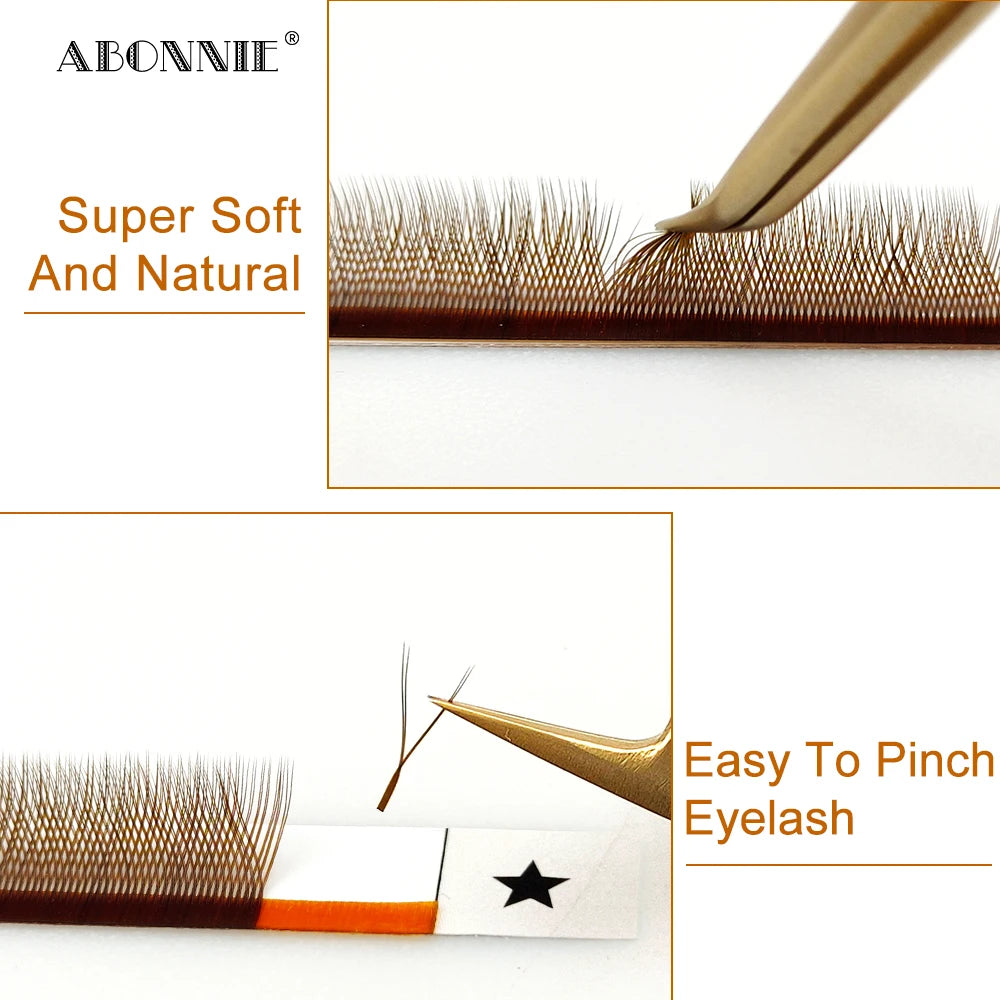LAKANAKU High Quality YY Brown Lashes Premium Matte Individual Eyelash Faux Mink Y Volume Trays