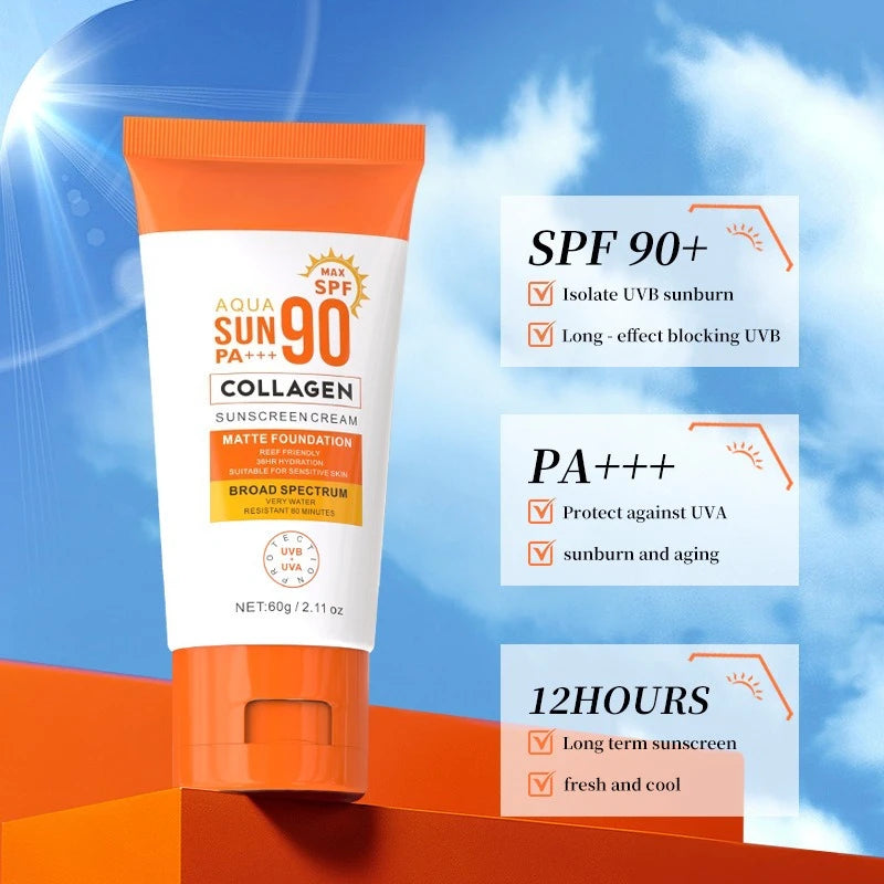 SPF90+ Protection Sunscreen Lotion, Summer UV Defense Facial Barrier, Refreshing Non-Greasy Formula for Daily Sun Care