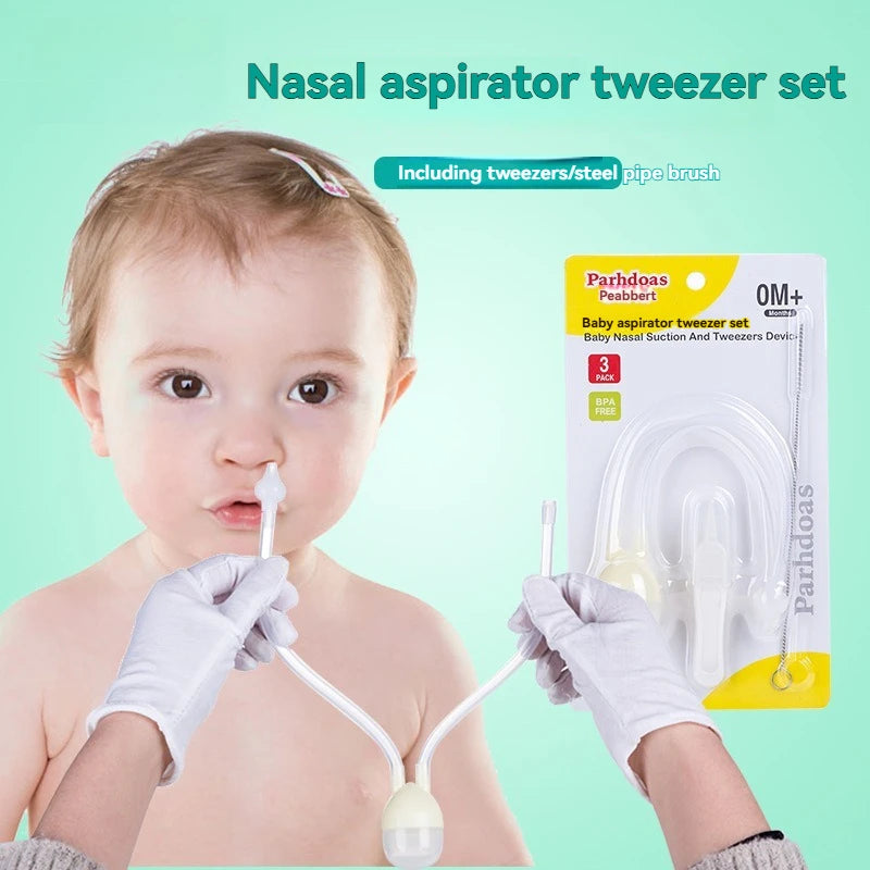 Baby Mouth Suction Nasal Aspirator Tweezers Set, Anti-Reflux Nasal Congestion Care Products Set