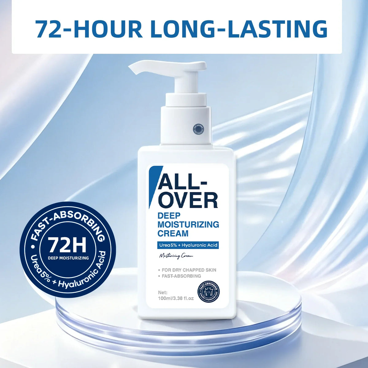 ALL-OVER Deep Moisturizing Cream 100ml 5% Urea Hyaluronic Acid Hydration Dry Chapped Skin Fast Absorption Face Body Hand Care