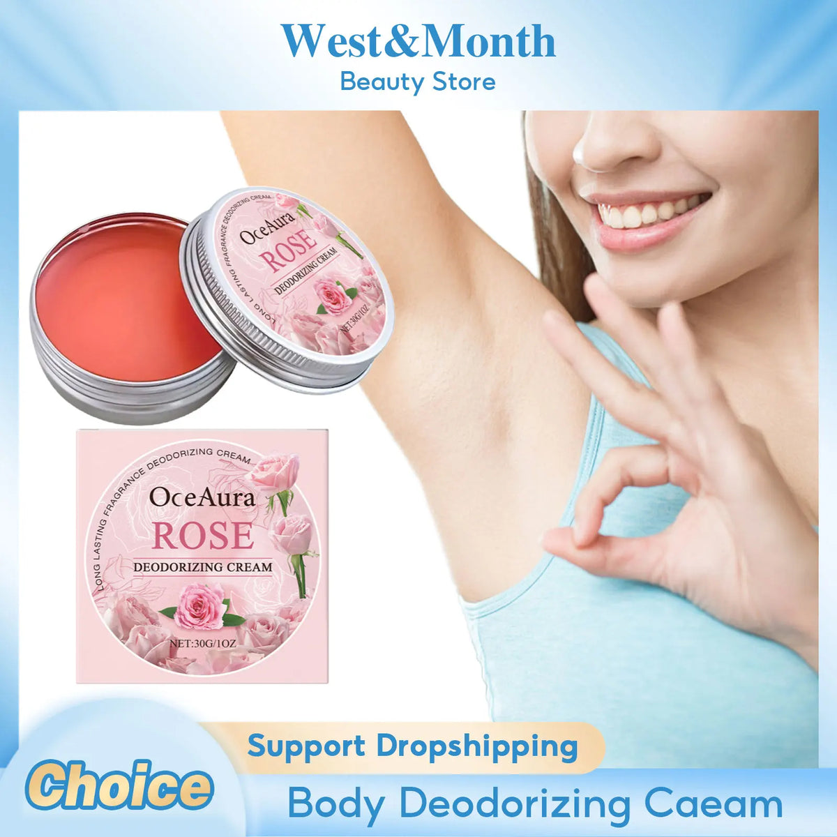 Rose Deodorant Body Cream Eliminate Odor Reduce Sweating Neutralize Armpit Smell Lasting Aroma Charming Refresh Fragrance Cream