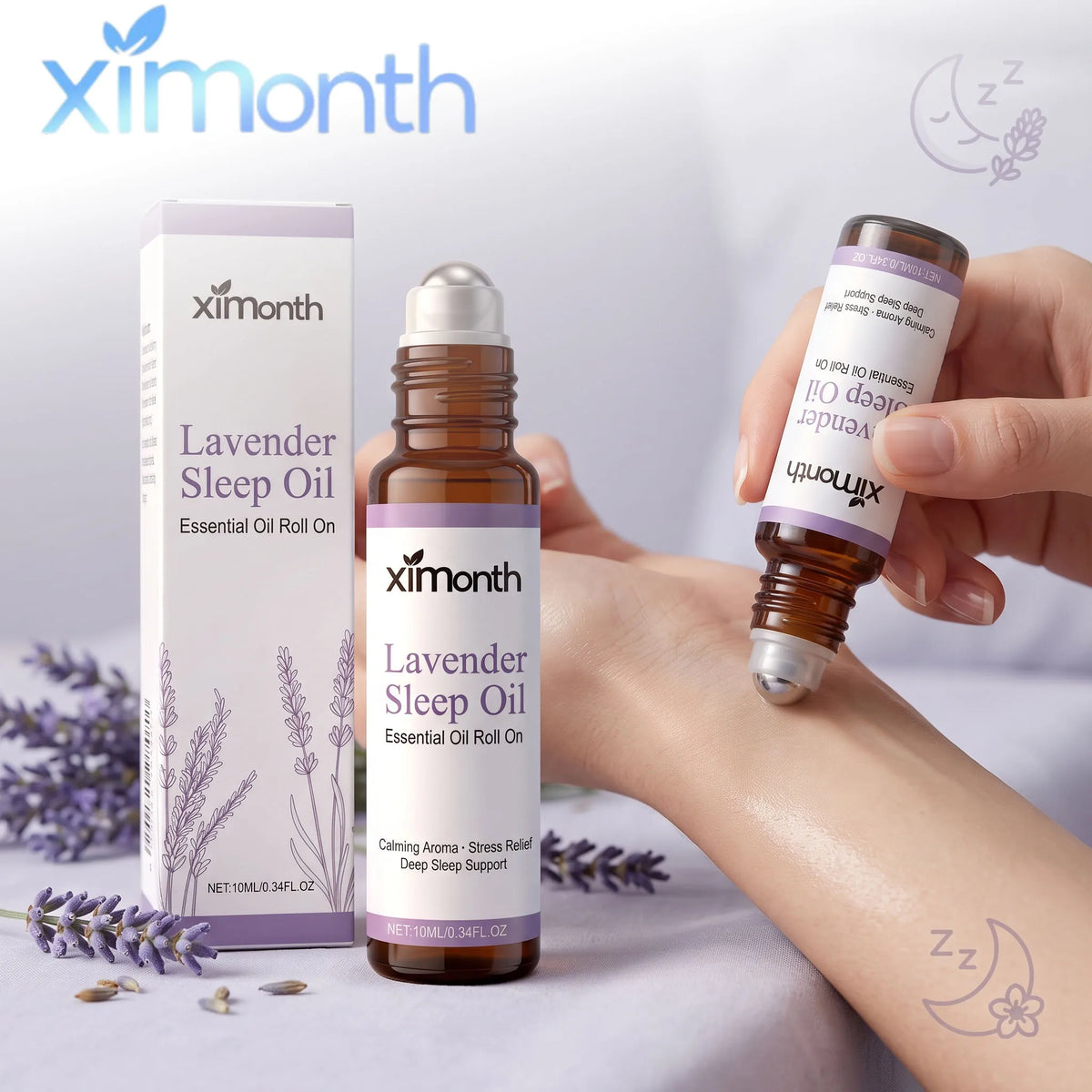 Organic Lavender Essential Oil Roll On Relief Stress Improve Sleep Quality Calm Relax Mind Aromatherapy Soothing Care Oil Roller