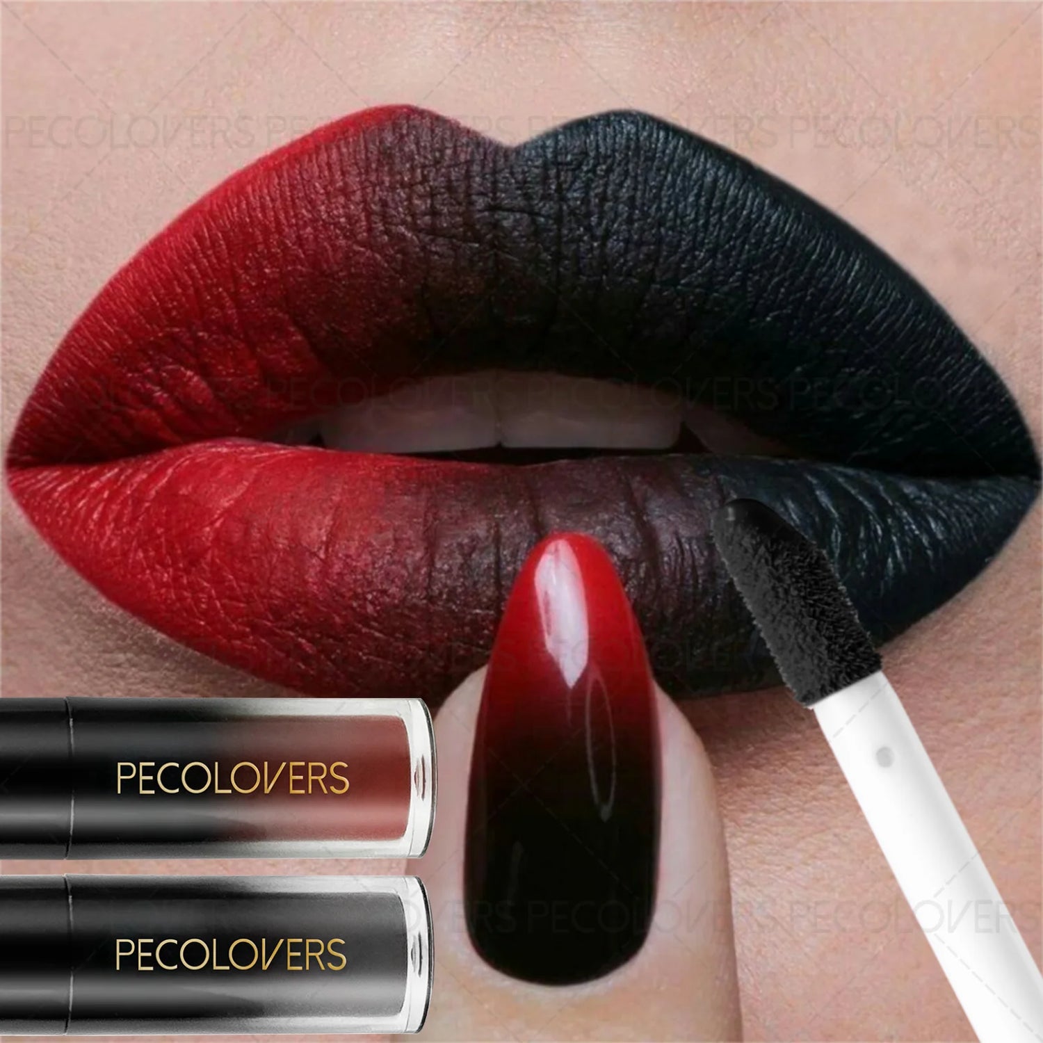 1PC Matte Velvet Lip Gloss, Elegant Gothic Matte Effect, Purple/black/dark Red, Non-sticky, Create A Halloween Makeup Look.