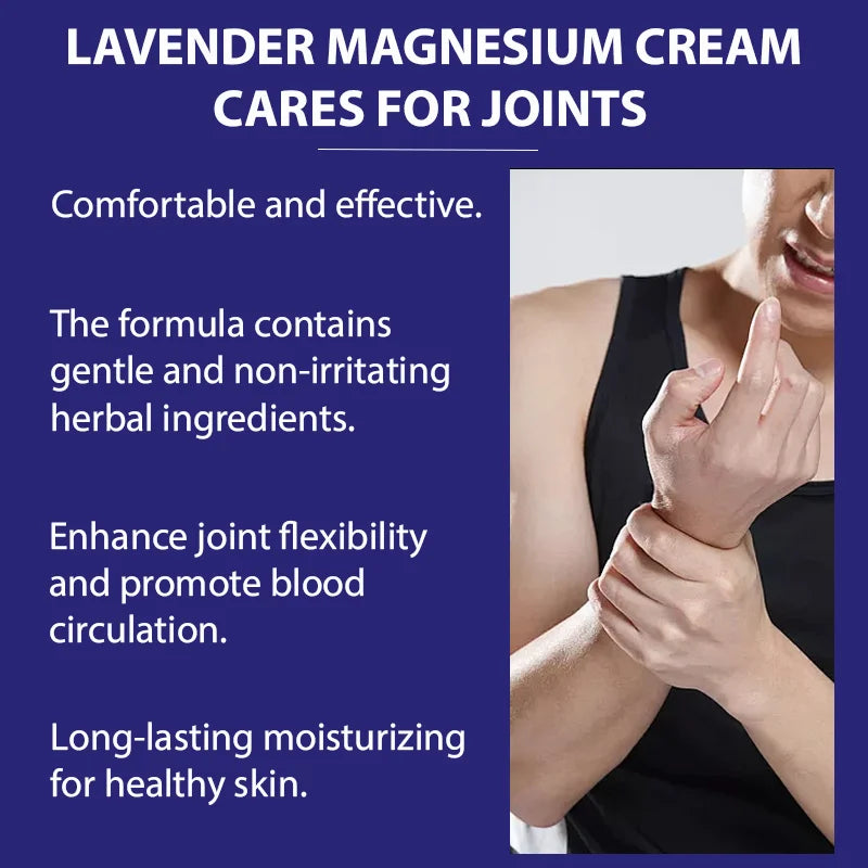 Magnesium Cream with Lavender & Bee Venom, 72H Intensive Moisturize, Nourishes Joints & Skin for Elastic, Smooth Complexion
