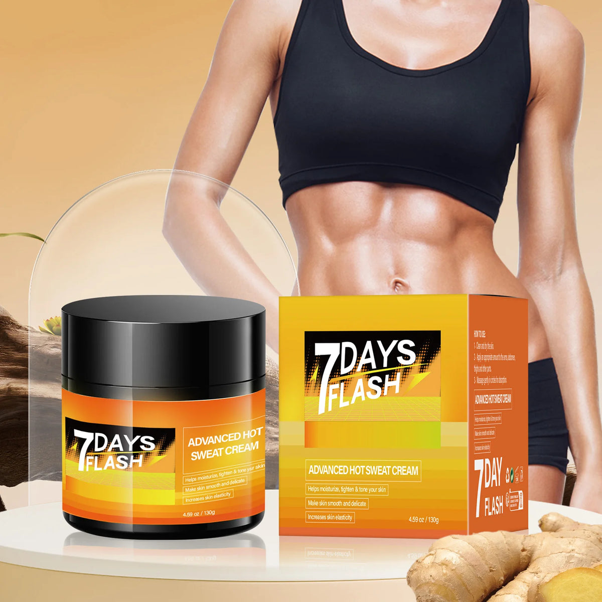 130g Ginger Firming Cream Skin Nature Smoother Tightening Cream for Leg Body Hydrating & Elasticity-Boosting Reduces Fine Lines