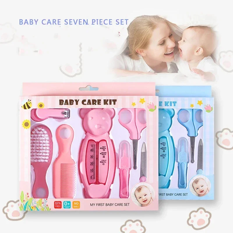 Temperature Baby Safety Nail Clippers, Baby Care 7-piece Set of Infant Water Gauge Combination Set, Brushes, Convenient and Safe