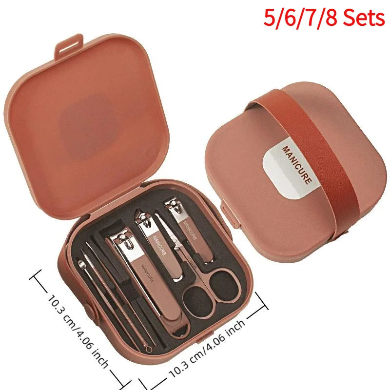 5/6/7/8Pcs-Sets Anti Splash Nail Clipper Manicure & Pedicure Set Nail Scissors Clippers Ear Digging Spoon For Men & Women.