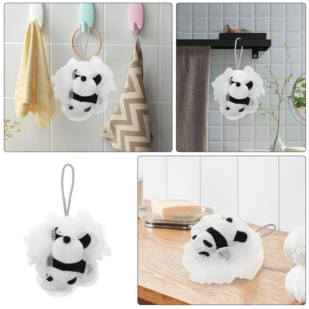 2Pcs Panda Bath Loofah Soft Mesh Sponge Gentle Exfoliating Shower Scrubber Toddler Infant Skin Care Sponge