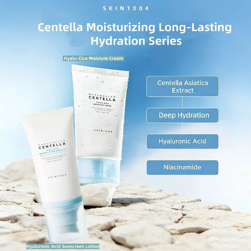 Korean Centella Hyalu Cica Water-Fit Sun Serum SPF50 Sunscream & Facial Hyalu-Cica Moisture Cream Beauty Skincare Sets