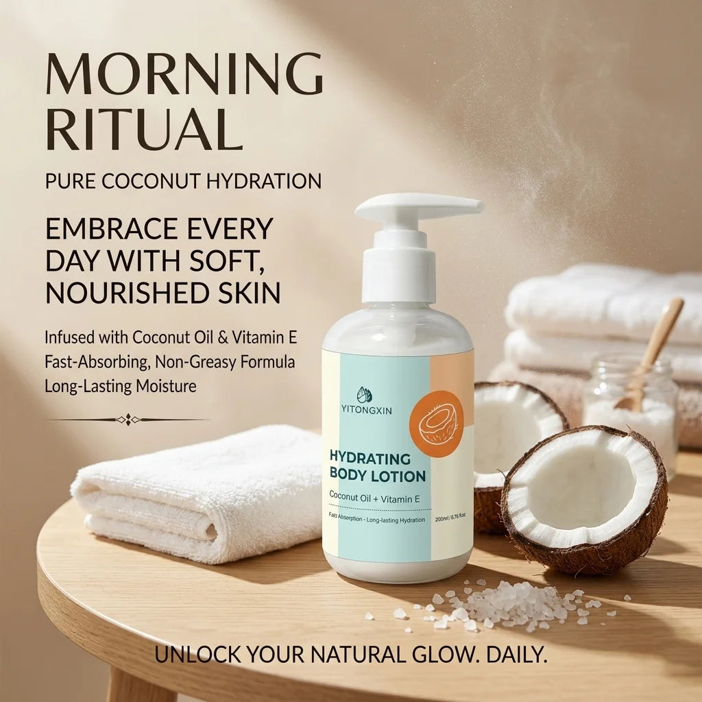 200ml Coconut & Vitamin E Body Lotion Morning Ritual Style Ultra-Creamy Fast-Absorbing Non-Greasy Long-Lasting Glow Daily Care