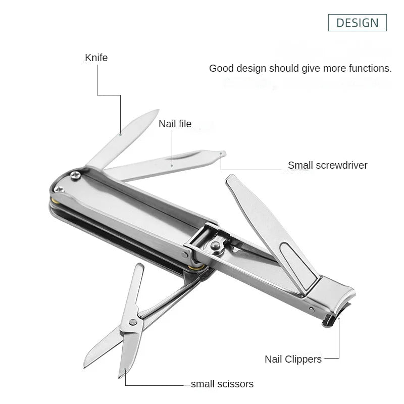 Multi-purpose Nail Clippers 5-In-1 Nail Clippers Folding Stainless Steel Nail Clippers Keychain Multi-purpose Kit Manicure Tools