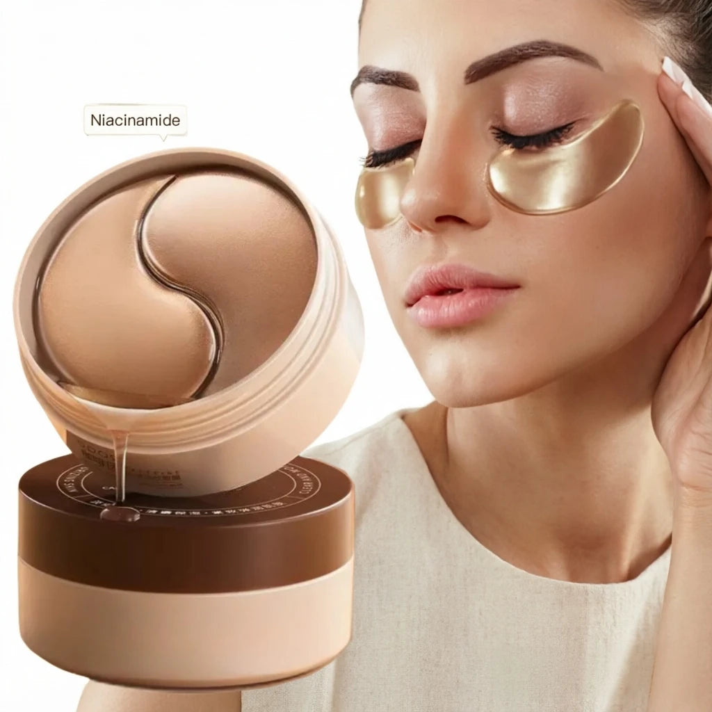 A Box of 60 Caffeine and Niacinamide Revitalizing and Firming Eye Masks, One Mask Can Be Used for the Entire Face, Releasing Eye Strain at Any Time, Moisturizing, Firming, Alcohol-Free, Suitable for All Skin Types, Unisex