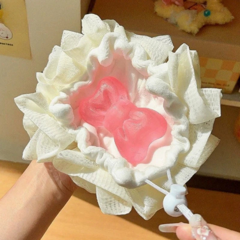 1Pc Soft Loofah Sponge Bath Ball -2in-1 Soap Dispensers and Body Scrub, Bathroom Exfoliating Shower Ball for Men Women