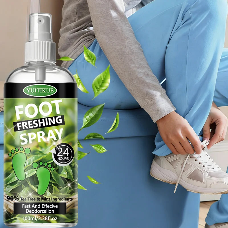 YUITIKUE Tea Tree Foot Freshing Spray, 100ml 24H Deodorant Spray for Foot Odor Control
