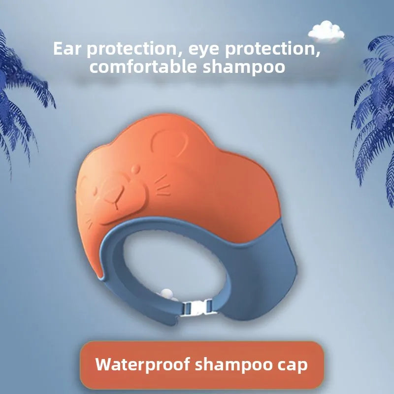 Kids Waterproof Shower Cap Baby Bathing Hat for Hair Wash No Splash Ear Cover Soft Comfortable Design