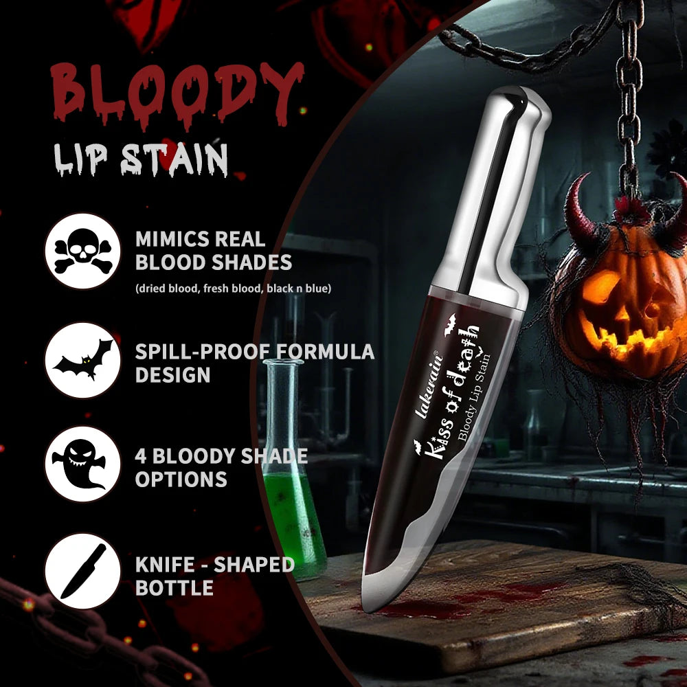Lakerain Dark Black Long-lasting Lip Dye High Color Liquid Lip Gloss Color-changing Lip Glaze Gothic For Halloween Dance Party