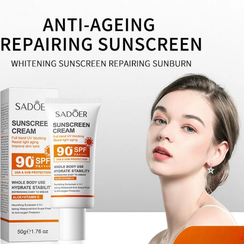 Sadoerspf90+ Facial and Full-Body Sunscreen, a Facial Sunscreen Product with Anti-Uv and Repairing Properties