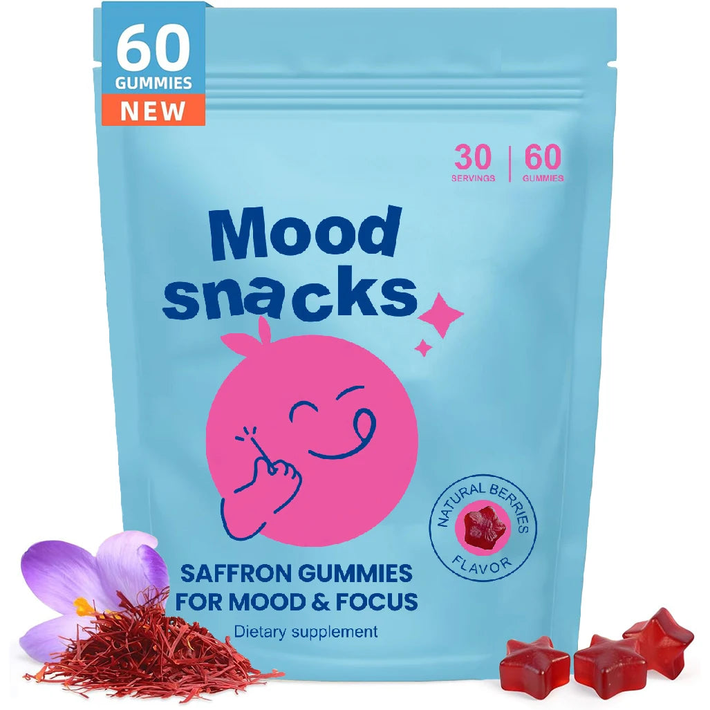 Saffron Gummies for Kids, with Passion Flower, Saffron Extract & GABA, Calm Mood Support Supplement for Focus & Relaxation, Mood
