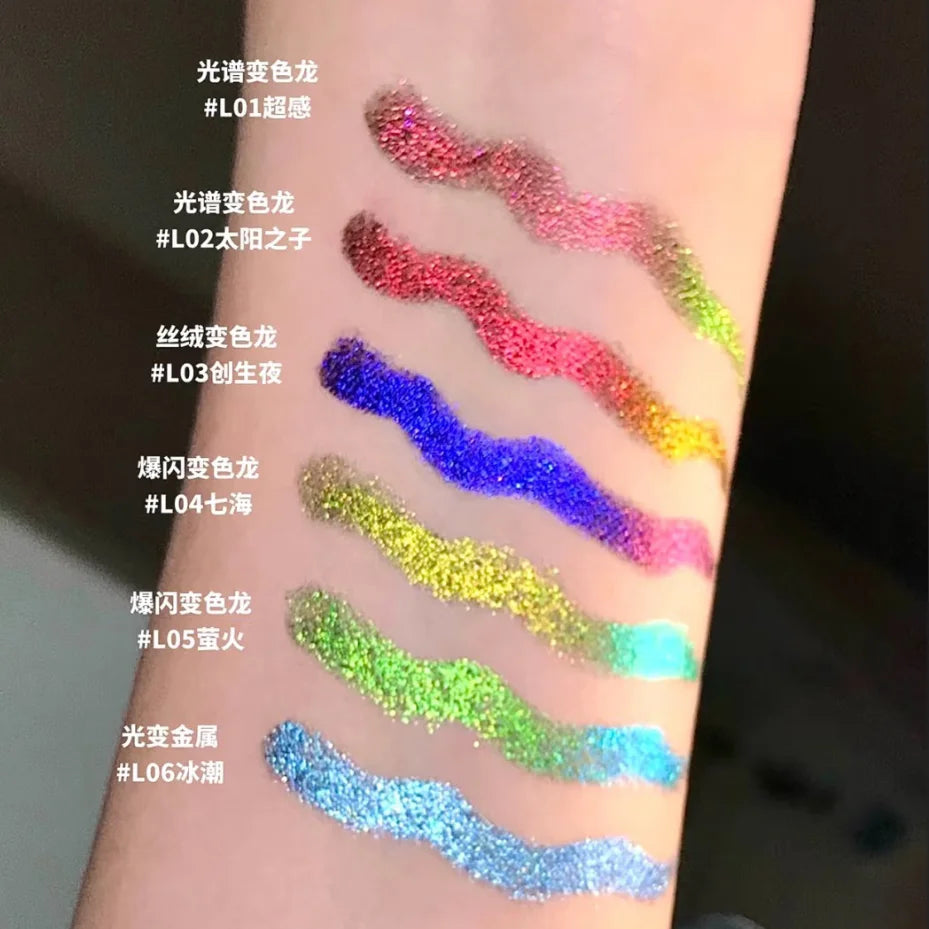 Kaleidos Eyeliner Gel Pencil Waterproof Chameleon Colour Long Wear Glitter Metallic Eye Shadows Pen Eye Liner Stamp Makeup