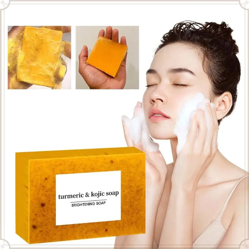 1/2/3Pcs 100g Turmeric Hand Made Soap, Lemon Kojic Acid Soap, Shower and Facial Soap Body Care