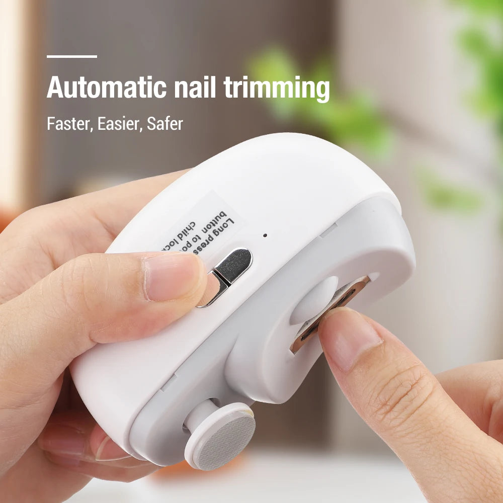 Electric Nail Clipper Automatic Grinding & Polishing with Light Nail Cutter Manicure for Baby Adult Rechargeable Nail Trimmer