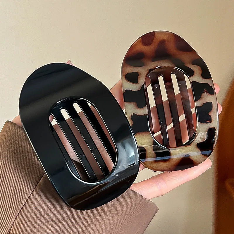 Fashion Oval Hair Claw Clip for Women New Design Leopard Matte Curved Flat Styling Barrettes Acrylic Lying Down Hair Accessories