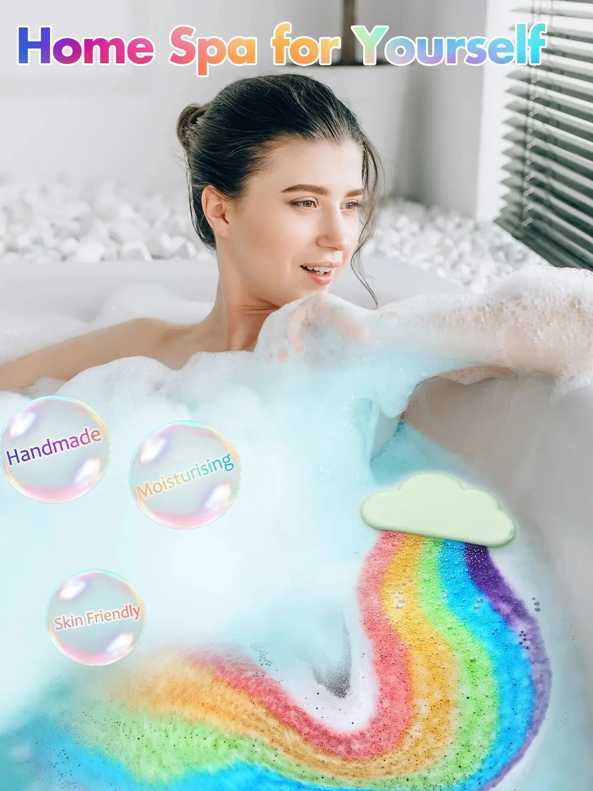 Pink Fragrance Rainbow Cloud Bath Toys, Colorful Dissolving Bath Toys with Surprise, The Perf Colors, The Perfect Bath Gift