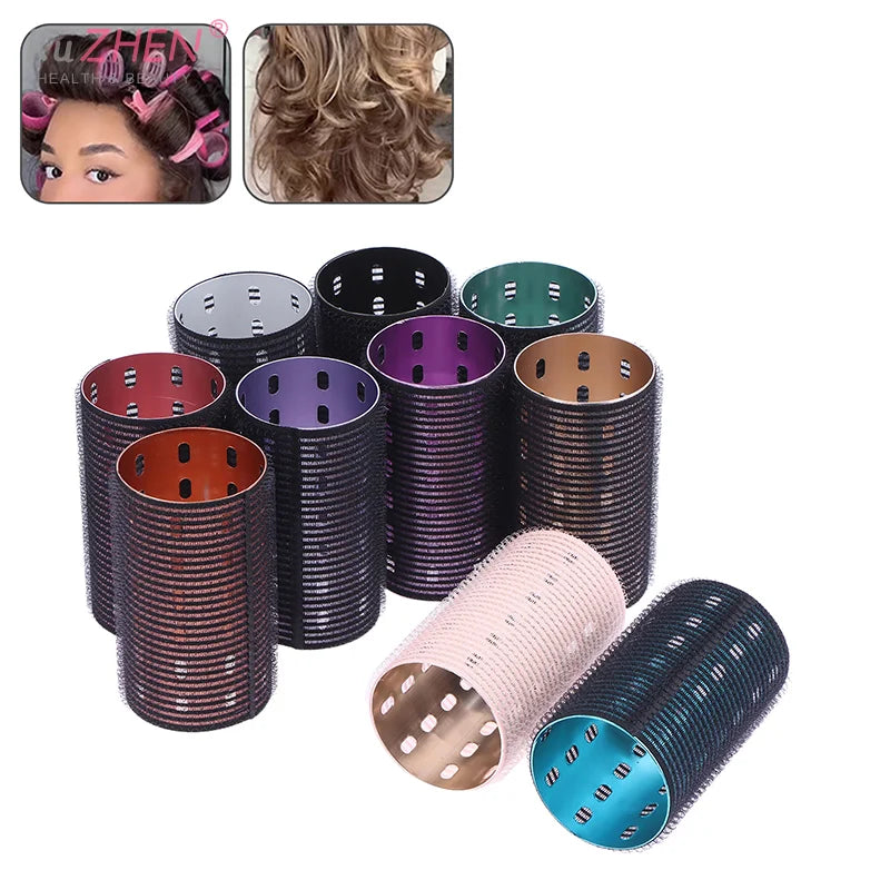1PC Color Aluminum Core Self-adhesive Hair Roll 5*9cm Pure Nylon Hook And Loop Roller Self Grip Styling HotThermal Volume Curler