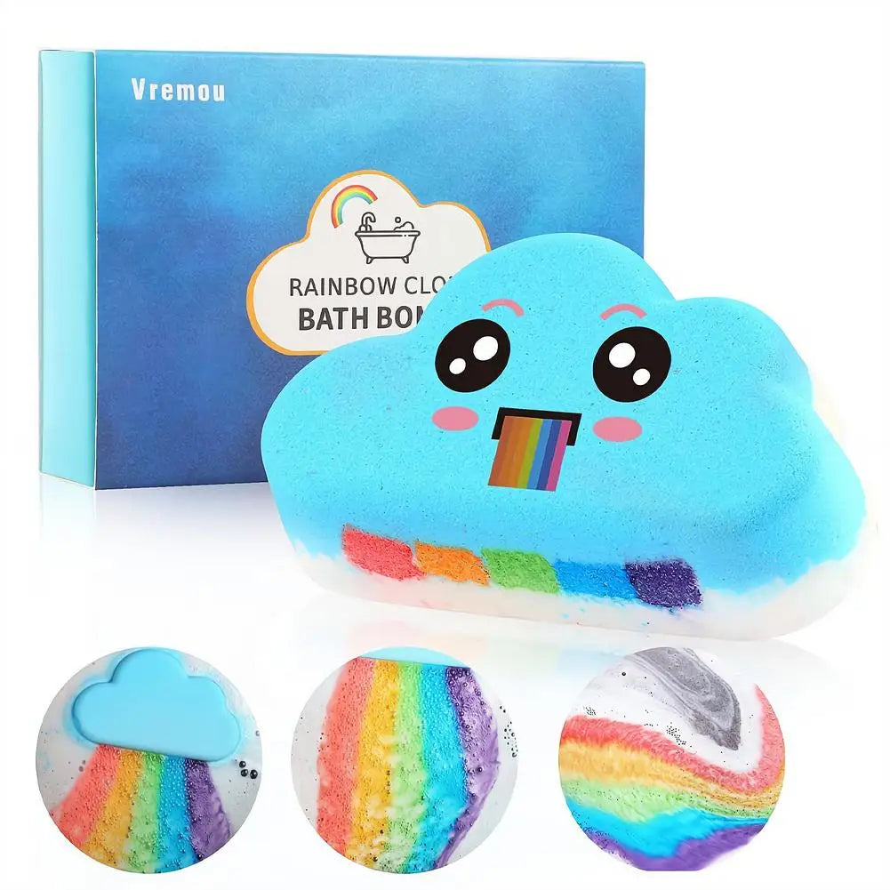 Rainbow Cloud Bath Balls Large Handmade Organic Fizzy Bath Balls Essential Oils Moisturizing Skin Care Gift For Kids Girls