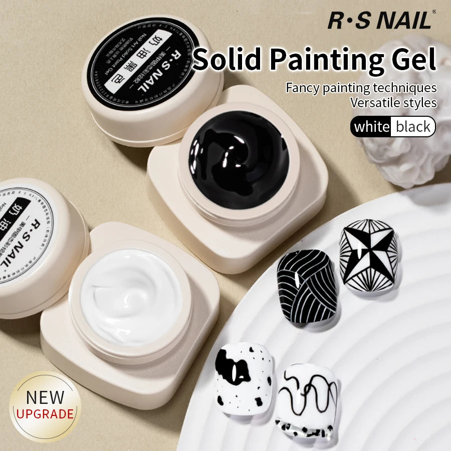 RS NAIL 5g Painting Gel Nail Polish Black White Nail Painting Art Gel Line Flower Drawing Gel Semi-solid UV LED Soak Off Varnish