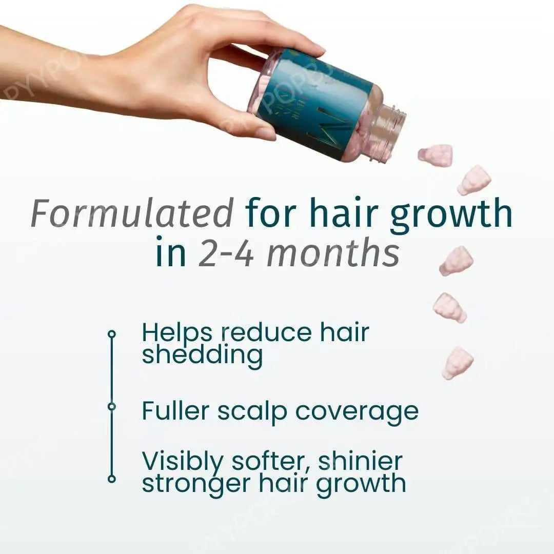 Hair Skin and Nails Gummies with Zinc Vitamins B5 B6 B12 60Count Dietary Supplement Vegan Non-GMO Gluten Free