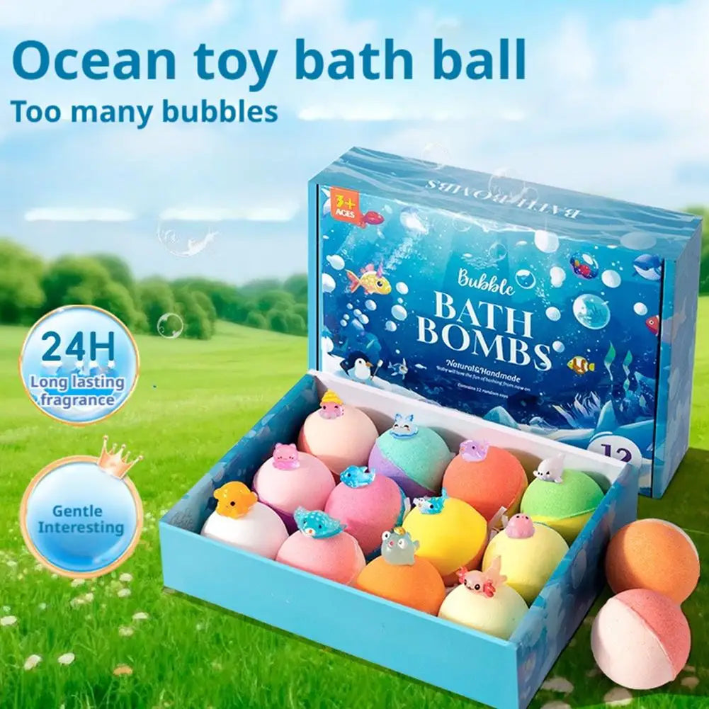 Bath Treats for Kids with Surprise Inside, 24 Pack Kids Bath Treats Gift Set, Natural Organic Kids Bubble Bath Fizzy for Girls B