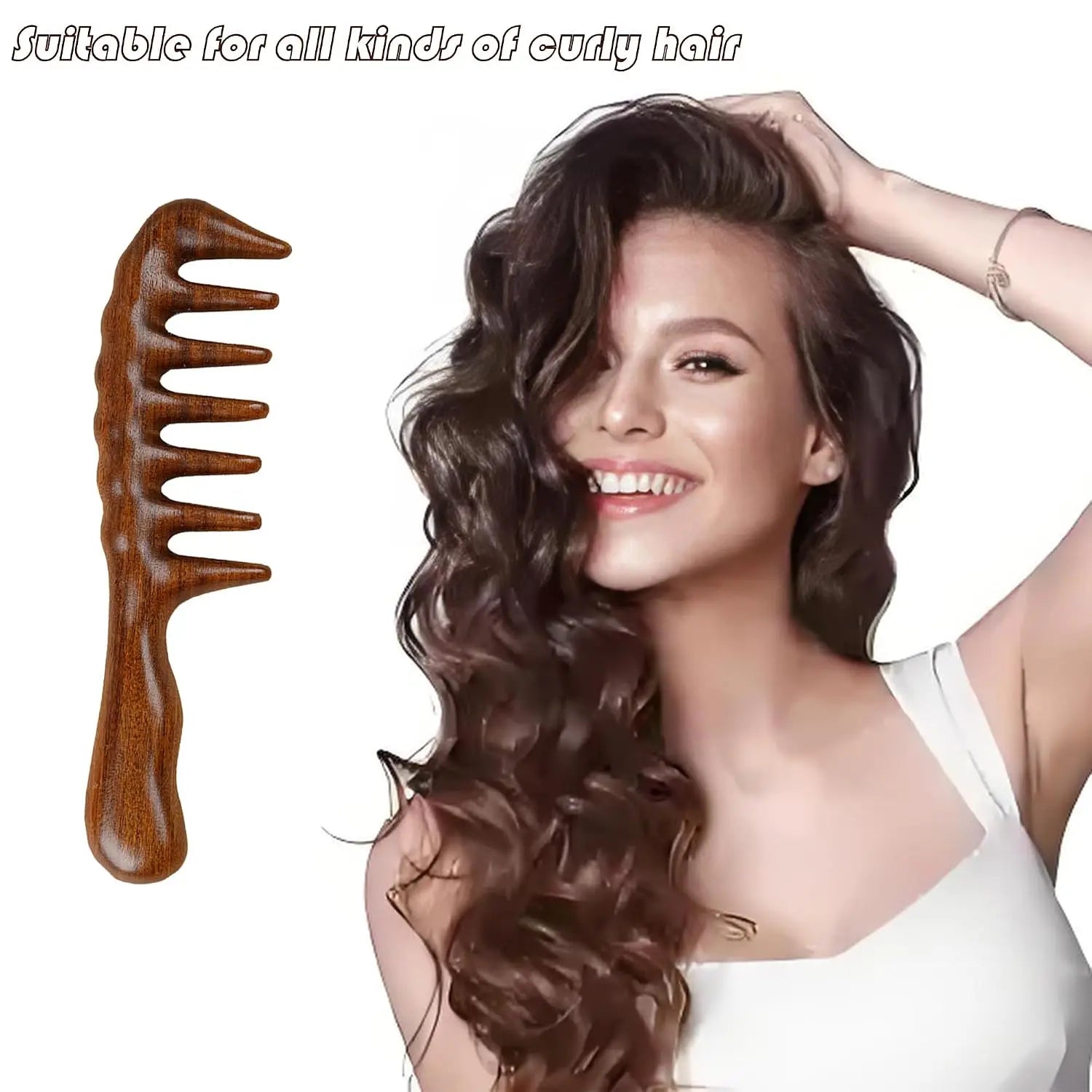 Wood Wide Tooth Massage Comb Anti Static Sandalwood Scalp Massage Comb Portable Hair Styling Wooden Comb for Scalp Care