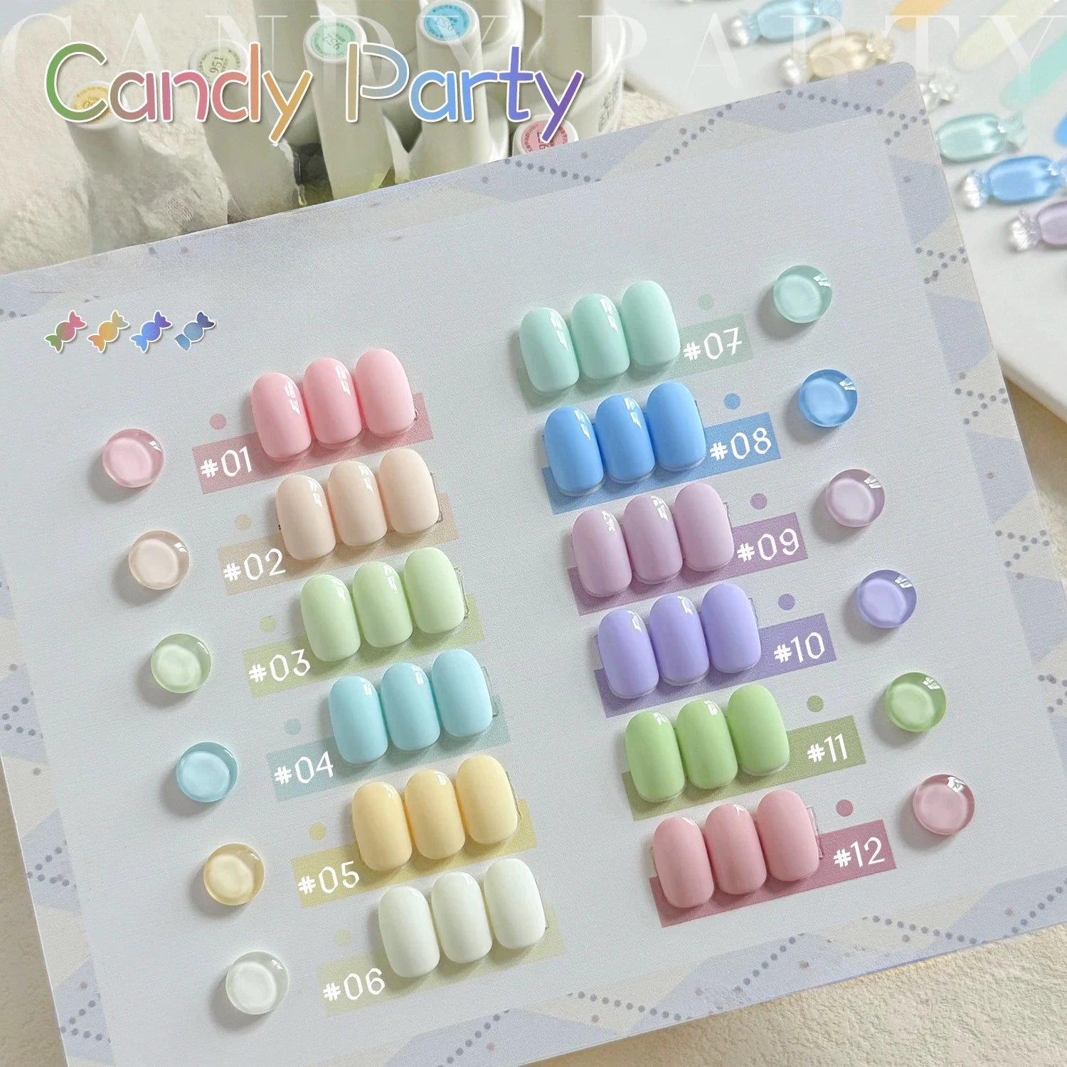 MIANEL 12ML 1-12PCS Cloud 12 Color Dopamine Gel Green Blue Gel Nail Polish Whitening Candy Jelly Summer Nails UV LED Light Nails