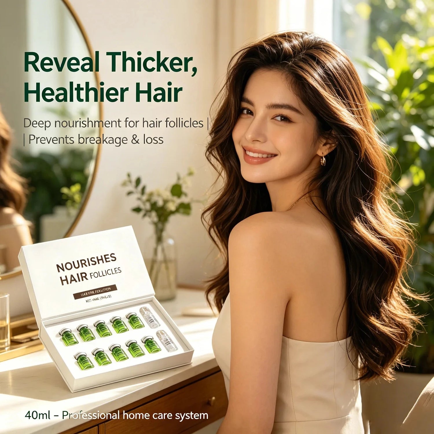 0.25mm Hair‑Growth Micro‑needle Roller Set with 8×5ml Ampoules Nourish Follicles Prevent Loss & Breakage Boost Hair Thickness
