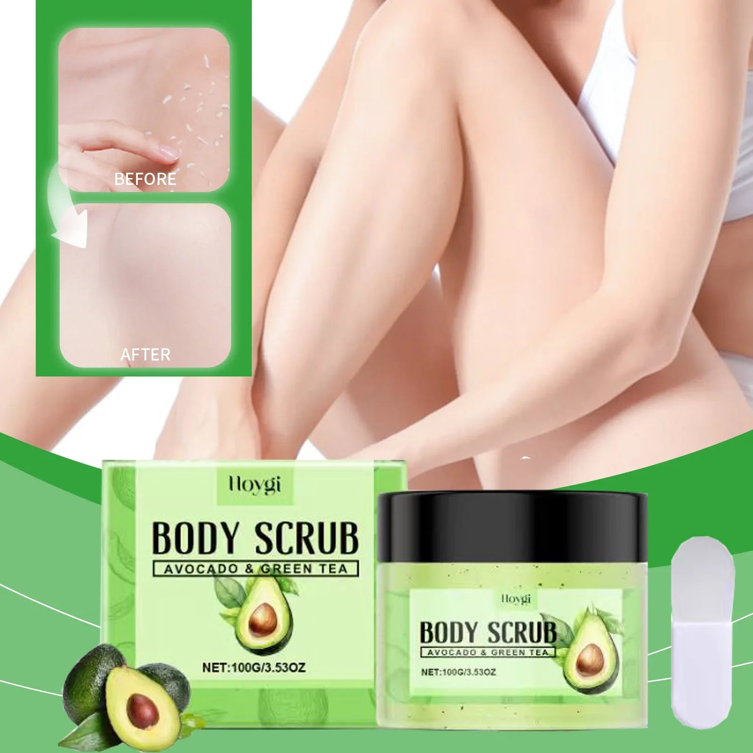 Matcha Sea Salt Body Scrub Exfoliating Deep Cleansing Moisturizing Hydrating Remove Dead Skin Improve Dry Rough Smooth Skin
