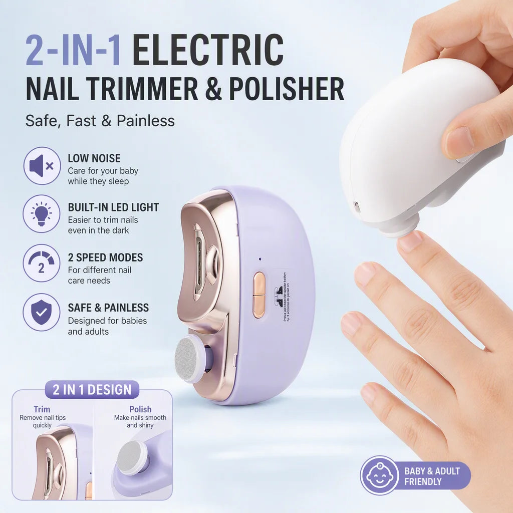 Electric Nail Clipper Grinding and Polishing with Light Automatic Nail Trimmer Rechargeable Nail Cutter Manicure for Baby Adult