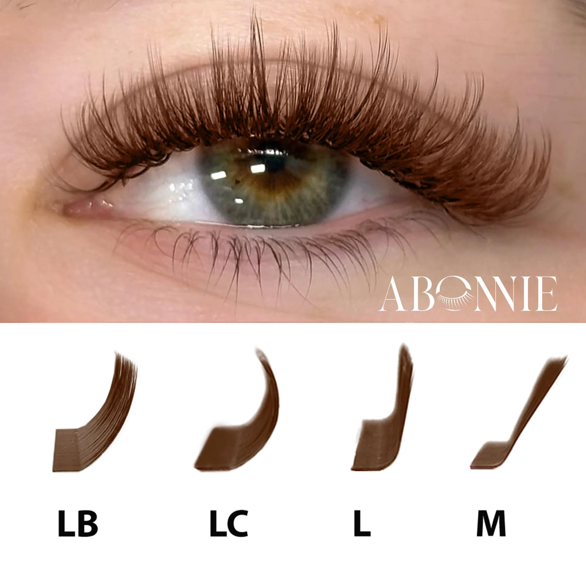 ABONNIE Classical Cocoa Brown Eyelash Extensions LC LB M L Curl Soft Natural Cashmere Brown Colorful Individual Mink Lashes