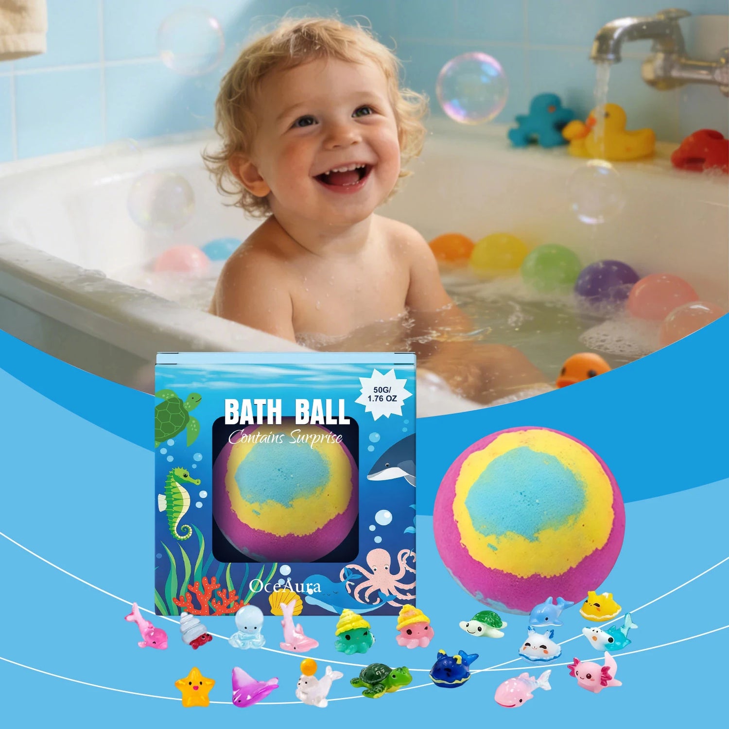 Kids Bath Bombs Deep Cleaning Skin Friendly Skin Stress Moisturizing Refreshing Non-Irritating Kids Colorful Sea Salt Bath Bombs