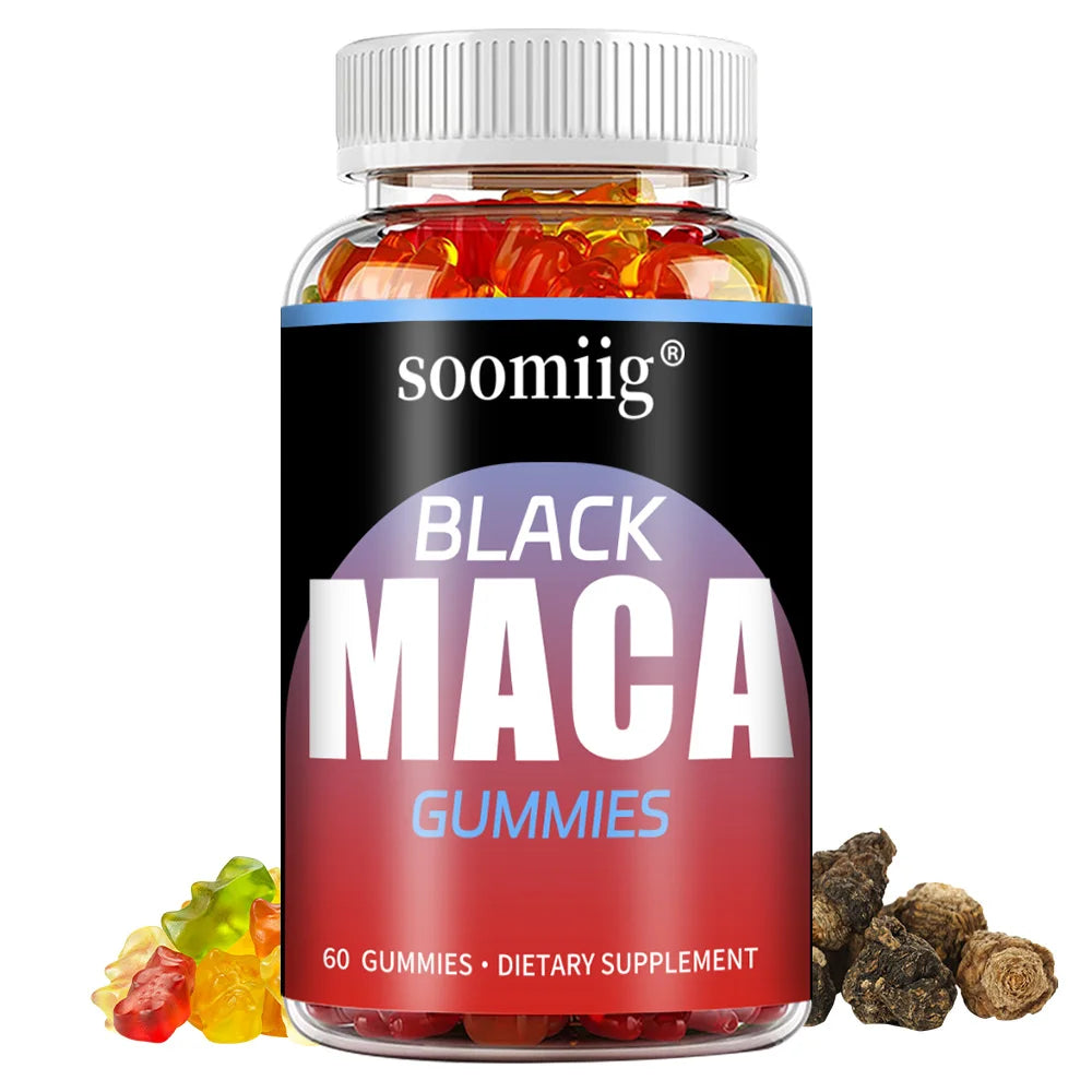 Black Maca Gummies Strength - Peruvian Maca Root Extract for Natural Health, Energy, Performance, Muscle Growth & Mood Support
