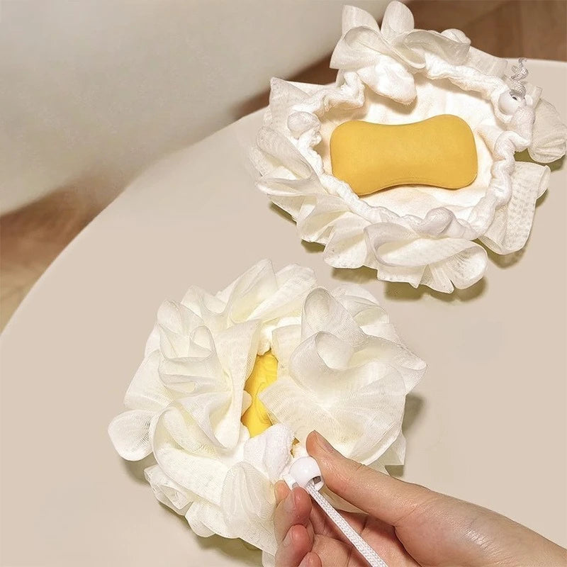 1Pc Soft Loofah Sponge Bath Ball -2in-1 Soap Dispensers and Body Scrub, Bathroom Exfoliating Shower Ball for Men Women