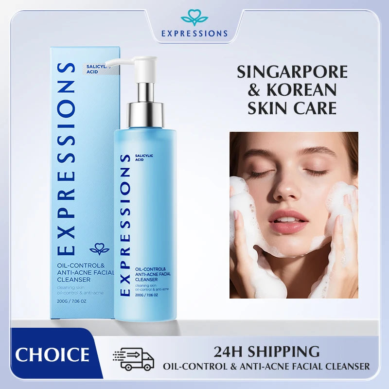 Korean Facial Cleanser – Salicylic Acid + Niacinamide, Blue Lotus & Lotus Extract for Fresh Clean & Oil-Balanced Skin
