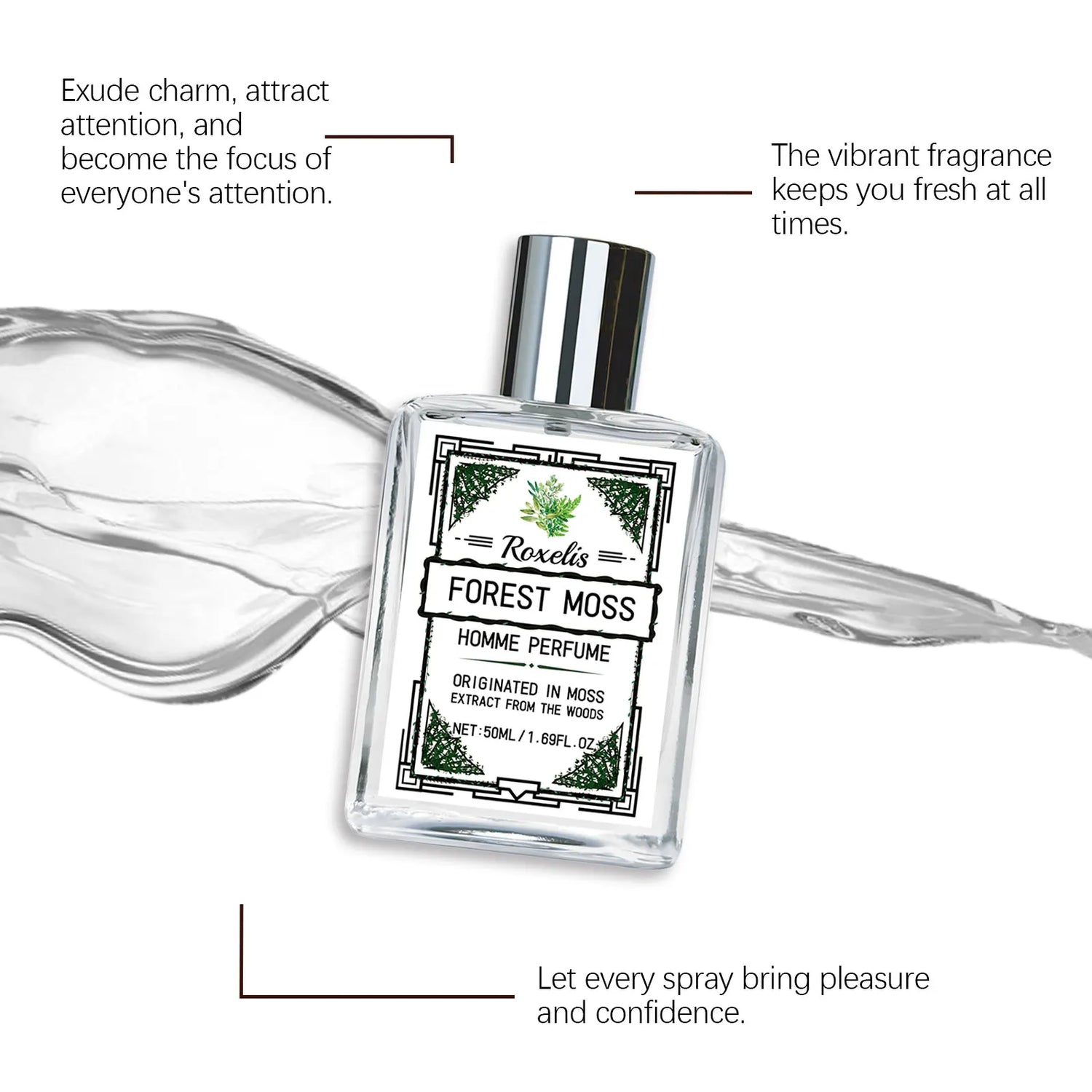 Roxelis 50ml Men's Body Fragrance Fresh Forest Woody Scent Elegant Mild Long Lasting Charming Gentle Fragrance