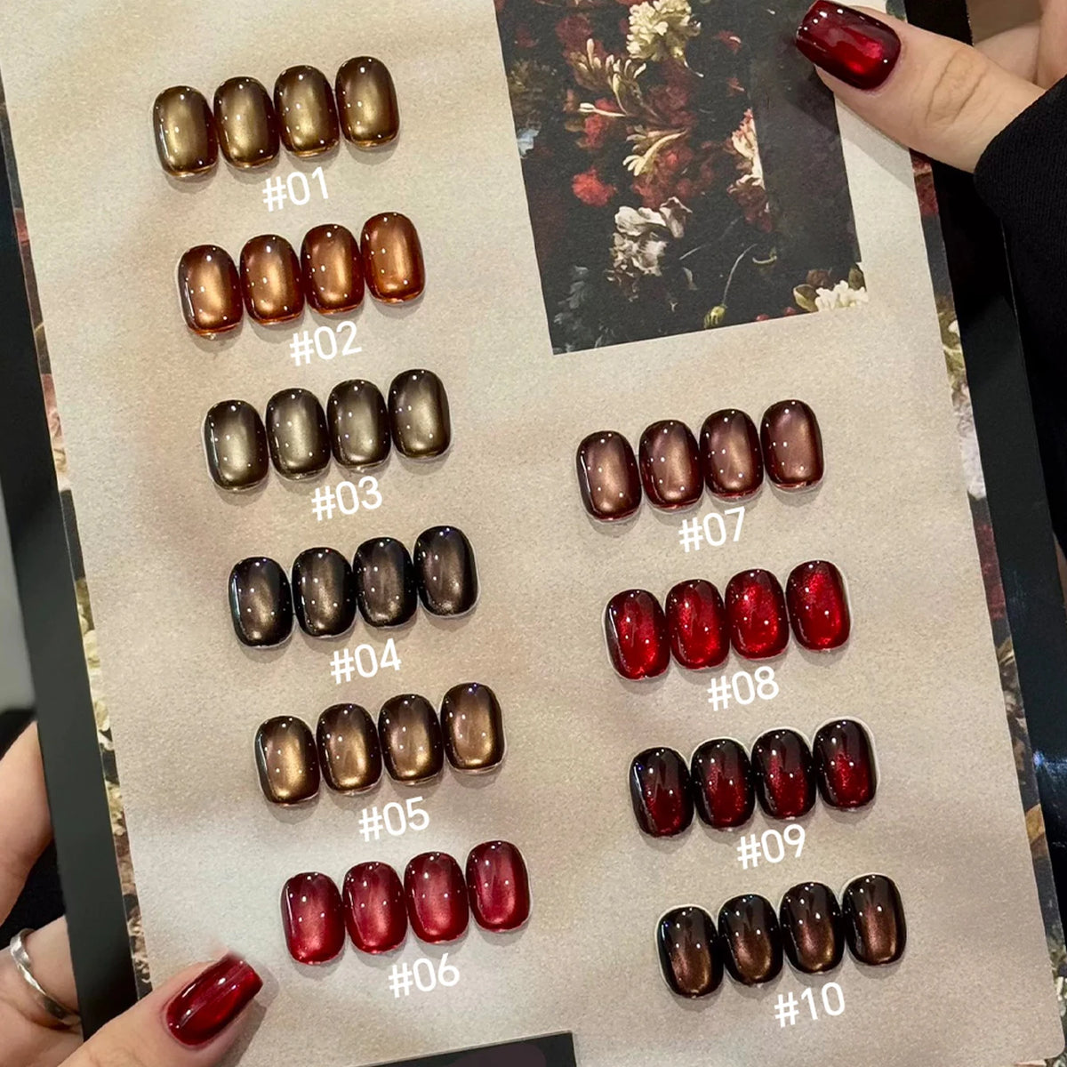 10ML 1-10PCS Winter New Style Hot Selling Black Nails Brown Nails Glass Bead Magnet Cat Eye Nail Polish Nail Set Nail Supplies