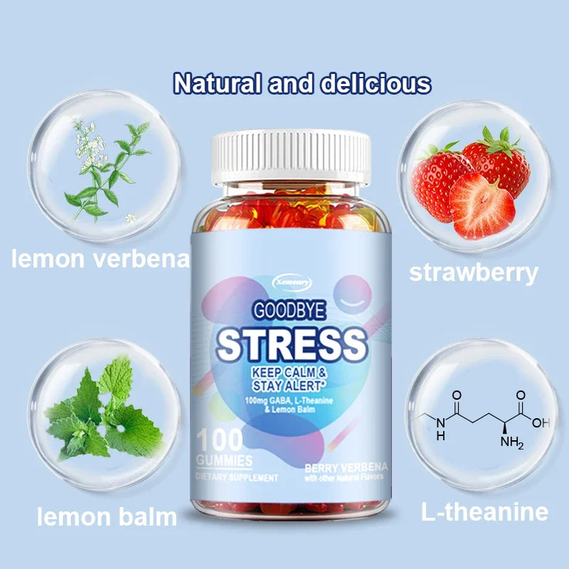 Goodbye Stress Gummies - with GABA, L-Theanine, Lemon Balm - Relieve Stress, Improve Negative Emotions, and RelaxSupplements