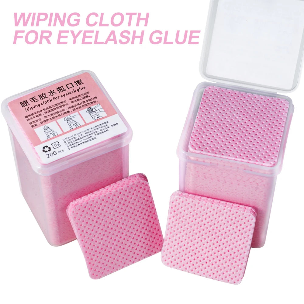 200Pcs Pink Lint-Free Nail Polish Remover Wipes UV Gel Glue Removal Cotton Pads for Manicure & Makeup Cleaning Tools