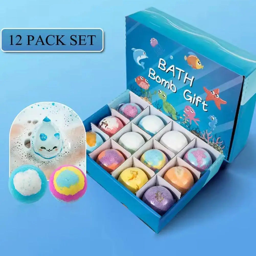 Kids Bath Bombs with Surprise Inside, Fizzy Spa Balls Gift Set with Animal Toys, Educational, Fun Relaxing Holiday Gift